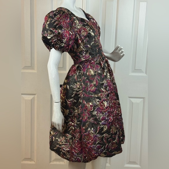 Jessakae Elegant Black and Purple Floral Dress Size Medium. - Picture 8 of 16